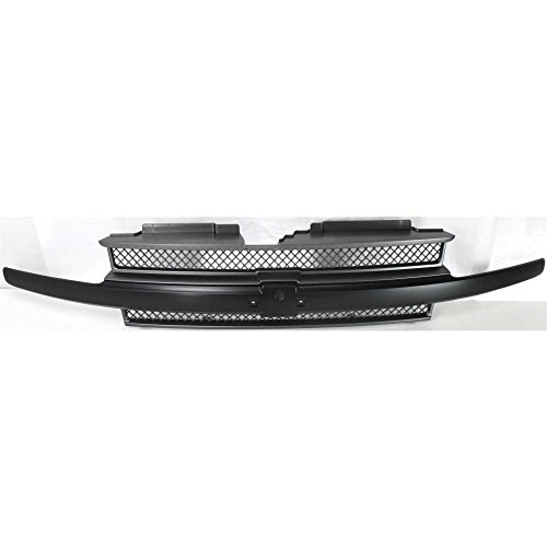 Evan-Fischer Grille Assembly Compatible With 2002-2005 Chevrolet Trailblazer Painted Black Shell And Insert With Black Center Bar #TOP5