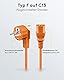 Goobay 95288 Kaltgerätekabel 2m / C13 Kaltgerätebuchse & 90 Grad Schutzkontaktstecker Winkelstecker / Universelles PC Monitor PC Stromkabel C13 Netzkabel / Orange / 2 m
