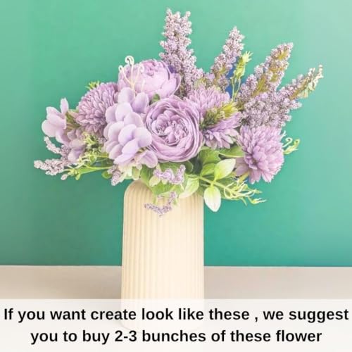 Image of SATYAM KRAFT 1 Pcs Artificial Multiflora Flower Roses Fake Sticks Bunch Decorative Items for Home Decor, Bouquets, Bedroom, Living Room, Wedding, Festive Decor (Without Vase)