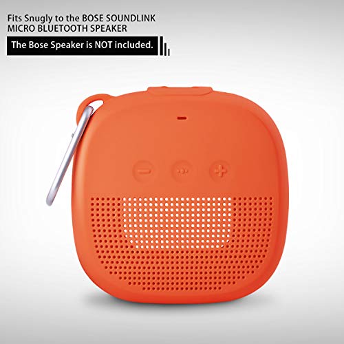 Aotnex Silicone Case for Bose SoundLink Micro Bluetooth Speaker, Super Soft Waterproof Shockproof Cover with Portable Metal Hook Fits Bose Micro Speaker for Secure Outdoor Protection(1 Pack) (Orange) - Thumbnail 2