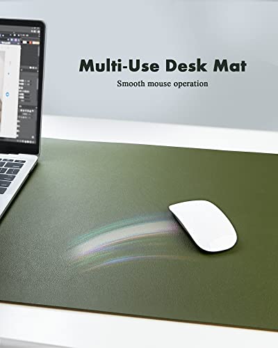 Image of YSAGi Eco Cork Desk Pad, Leather Deskpad, Double-Sided Desk Mat,Waterproof Large Mouse Pad, Non-Slip Mouse Mat, Laptop Desk Table Protector, Writing Pad for Office /Home(35.4 inchx17 inch,Olive Green+Cork)