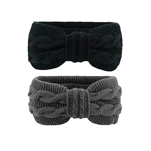 Diadema para mujer, invierno, 2 unidades, diademas de punto, para el pelo, elásticas, para mujeres, niñas (A) Cover