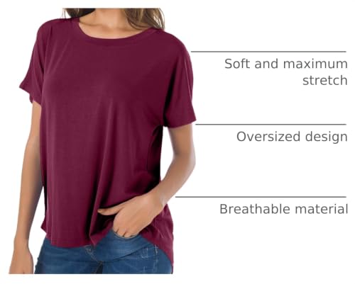 Image of Herou Women Loose Fit T-Shirts Soft Short Sleeve Crew Neck Casual Tee Tops | Lightweight,Basic,Workout,Comfortable,High Low Hem,Oversized