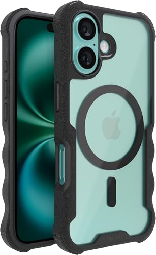 Smartish iPhone 16 Protective Magnetic Case - Gripzilla Compatible with MagSafe [Rugged + Tough] Heavy Duty Grip Armored Slim Cover w/Drop Tested Protection for Apple iPhone 16 - Clearly Black