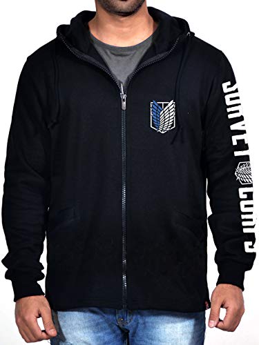 Image of ComicSense.xyz Unisex Anime Round Neck Regular Hoodie for Men and Women, Survey Corps Printed Cotton Cosplay Anime Hoodies