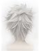 HH Building Anime Short Layered Cosplay Wig Halloween Party Silvery White Hair 12 Inch