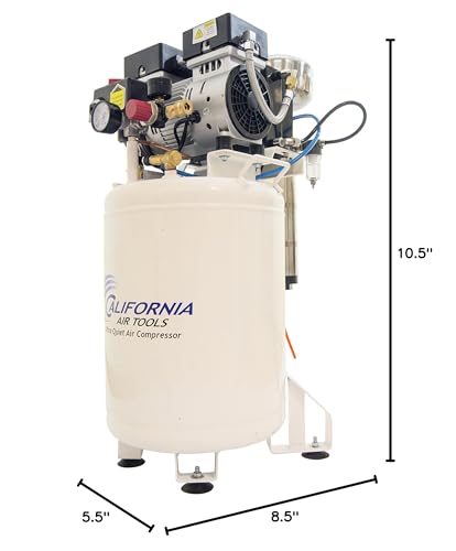 Image of California Air Tools 10010LFDCAD Ultra Quiet & Oil-Free 1 hp Industrial Tank Air Compressor with Drying System & Auto Drain Valve, 10 gallon