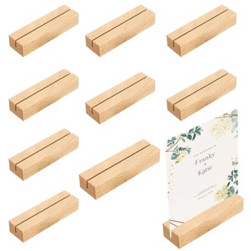 Generisch 10 Stück Fotokartenhalter aus Holz – Kartenständer & Tischkartenhalter Holz für Hochzeiten, Partys, Bankette – Visitenkartenhalter für Menü- & Platzkarten Deko