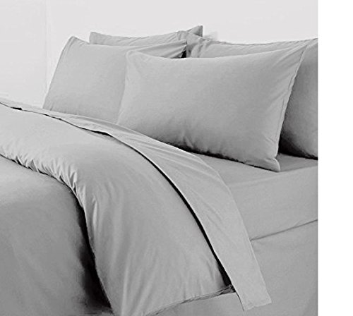 RAYYAN LINEN Duvet Cover Set – Soft Brushed Microfibre Bedding – Quilt Cover with Pillowcases – Multiple Colours (Silver, King)
