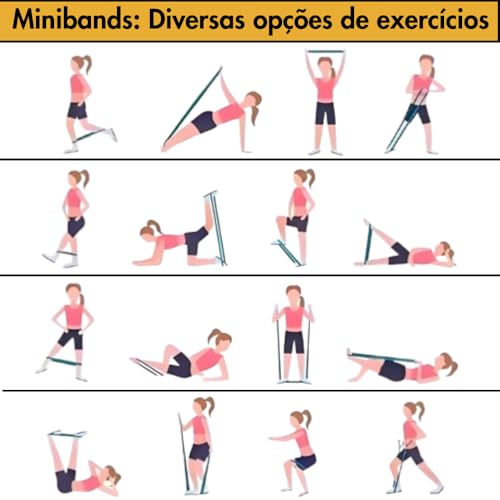 Kit 3 Faixas Elásticas Tera Band + 5 Miniband + 1 Bolsa Treino Em Casa Exercício Físico Emagrecer Re