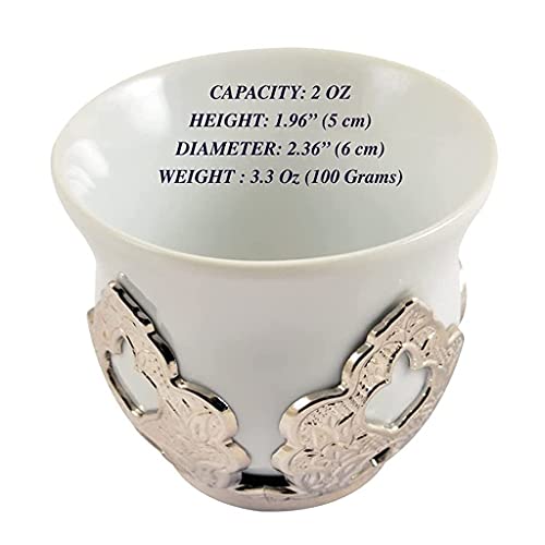 SGSG Juego de Tazas de café de Porcelana con Soportes para cumpleaños de Plata para 6 Personas, Fabricado en Turquía - Imagen 5