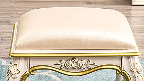 Pouf repose-pieds carré table basse tabouret chaussures doré - 3