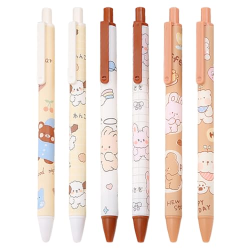 KEQAR 6 piezas/set de bolígrafos de gel kawaii en forma de gato y oso blanco –...
