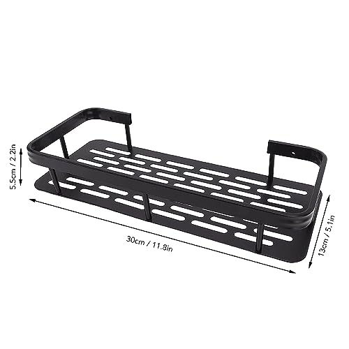 Image of Bathroom Accessories - Multipurpose Aluminium Bathroom Shelf for Wall, Self-Adhesive Wall Mounted Bathroom Organiser Without Drill (2, Bathroom Shelf - Black)