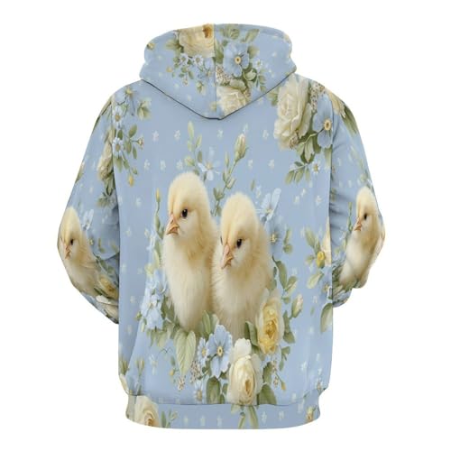 Sweat à capuche manches longues imprimé 3D avec poches chaudes - 4
