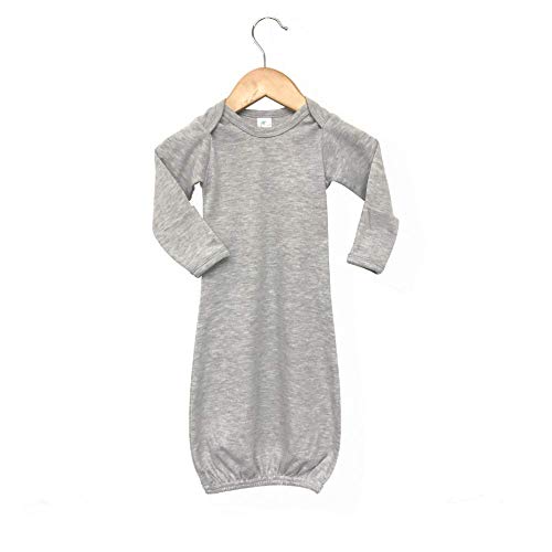 Laughing Giraffe Baby Infant Blank Long Sleeve Sleeper Gown With Mitten Cuffs - Heather Gray (0-3 Months -3850)