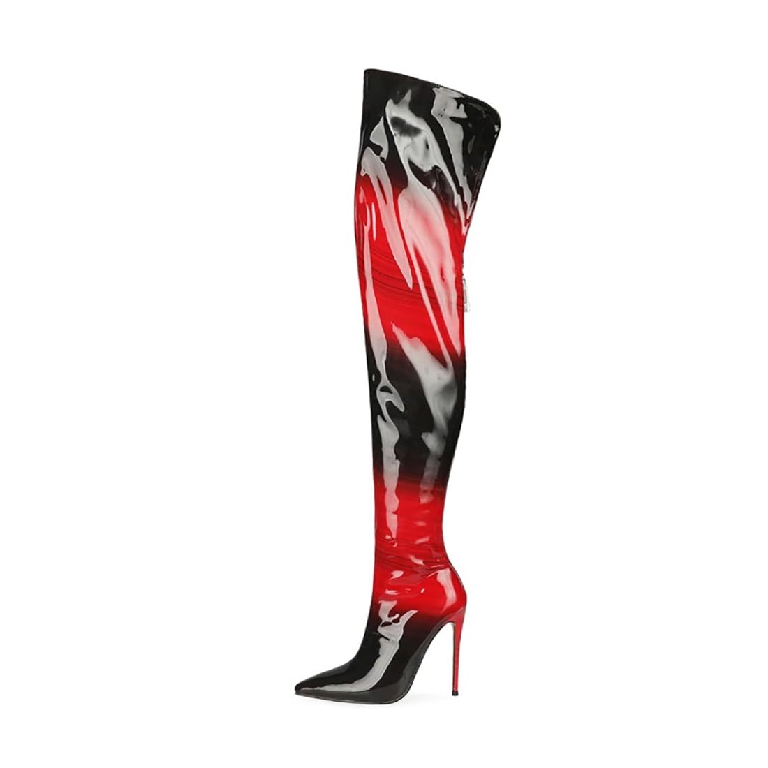 Thigh high boots for women striped Back zipper Burgundy Zebra Print Over the knee Sexy gold white pointed toe Cow Print leopard Magenta stiletto heel