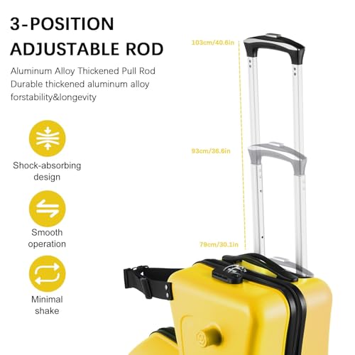 2025 Upgrade 20 Inch Ride on Suitcase for Kids Travel Trolley Luggage with Spinner Wheels for Child with Combination Lock/Safety Belt/Telescoping Handle3