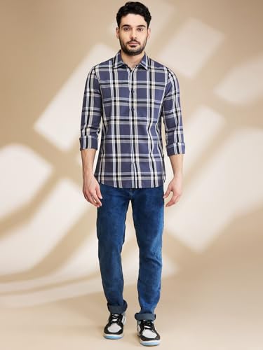 Image of Being Human Beige Slim Fit Regular Collar Men's Shirt Clothing