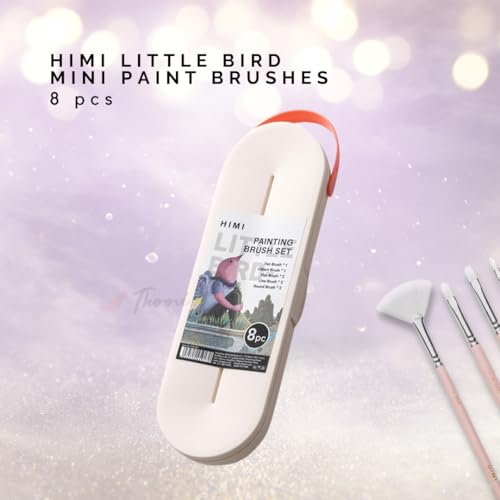 Image of THOOVI - HIMI - Gouache /Paint Mini Brushes Set 8 Pcs - Acrylic Oil Watercolor Face & Body Gouache Painting - Nice Gift - Art hobbyist,Adults(Pink)
