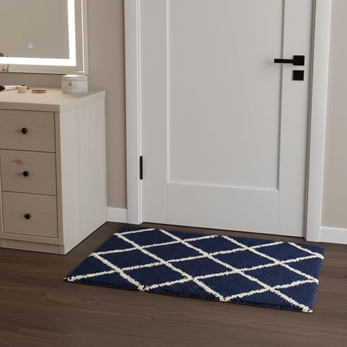 Image of VASAC Carpet for Hallway, Kitchen, and Modern InteriorsCarpetCozy Shag Runner for Living Room, Bedroom & Office Decor ETC Size 16x24 Inch, Patten-Solid Blue B