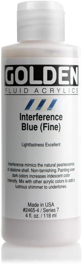 Golden Fluid Acrylic, 4 ounce bottle, Interference Blue Fine