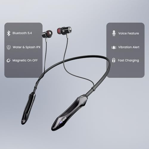 Image of inear DJ M7 Neckband Bluetooth Earphones | Upto 50H Playtime | Magnetic On /Off, ENC for Clear Calls | Water & Dust Resistant, Deep Bass | Fast Charging, Wireless Earphones for Music & Calls | Silver