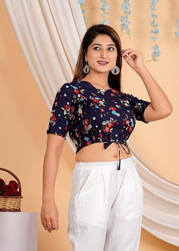 Image of Yash Gallery Women's Cotton Zig-Zag Printed Regular Regular Fit Short Sleeve Blouse