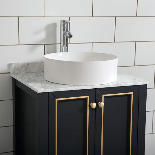 Homecart QV335BG 24 Inch Black Bathroom Vanity Sink Combo Modern Painted Bathroom Vanity Cabinet With Marble Countertop thumb #2