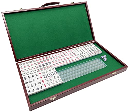Mini set chino de Mahjong con mesa plegable y 144 fichas miniatura 1