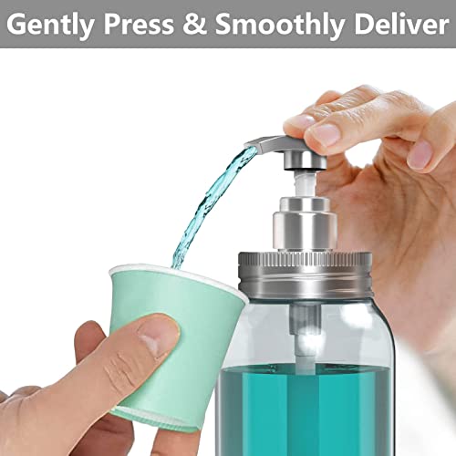 Luvan 25Oz Mouthwash Dispenser For Bathroom, Plastic Mouthwash Dispenser With Cup Holder, Clear Blue Mouth Wash Pump Bottle With 8 Paper Cups, For Guest Bathroom, Lavatory, Cupboard, Countertop #TOP3