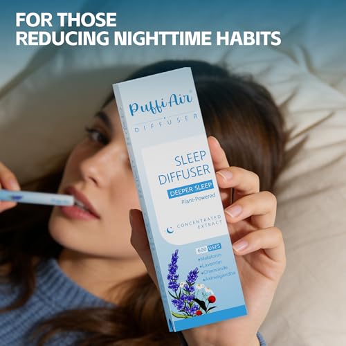 PUFFIAIR Herbal Diffuser Pen, Melatonin & Lavender Aromatherapy Diffuser, Clean Botanical Formula, Soft Calming Aroma, Smooth Daily Experience, Up to 600 Uses