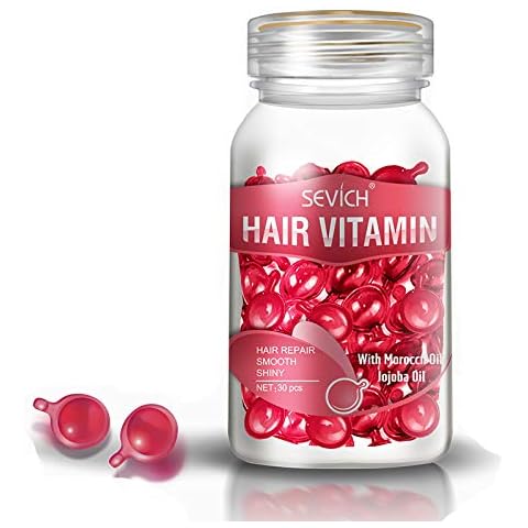 SEVICH Hair Vitamin Serum Capsule - Hair Moisturizing Essence Formula, with Vitamins A C E Vitamin B5, Argan Macadamia Avocado Oils, Repair Damaged Hair Cover