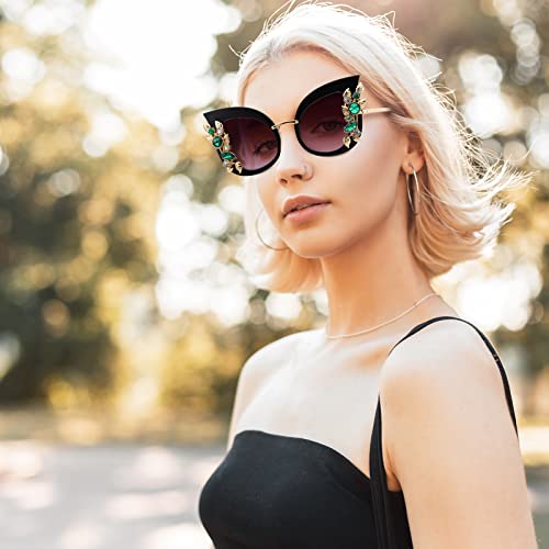 Xuhal 12 Pairs Rhinestones Sunglasses Jeweled Butterfly Sunglasses For Women Bling Sunglasses Oversized Vintage Glasses For Adults Girls Funky Shaped Eyewear Party Supplies, 8 Styles #TOP4