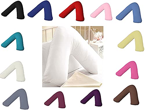 IBIZA DREAMS Marilyn Bed And Bath Polyester Cotton Back & Neck Support V Shaped With Free Pillow Cases Covers, Pregnancy Maternity Orthopedic Support Nursing Pillow Pillows. (Mid Blue)