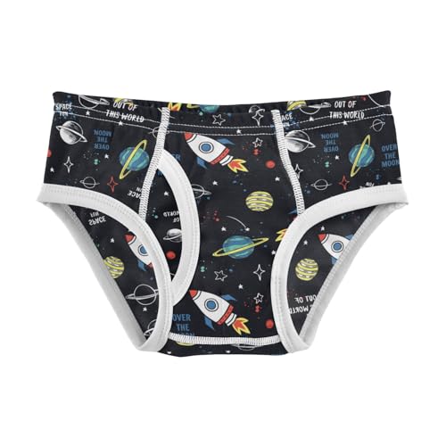 Boys' Exclusive Briefs Toddler Underwear 95% Combed Cotton Boxerbriefs 2T Space Rocket and Planet 44
