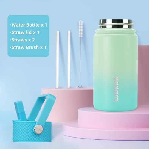 Image of BJPKPK Insulated Water Bottle, 15oz Stainless Steel with Straw Lid