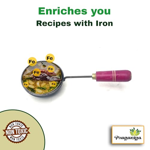 Image of Traditional Iron Tadka Pan /Fry Pan /Talipu Karandi 5 Inch Wooden Handle