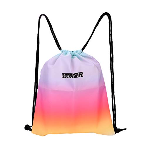 Drawstring Gym Bags Backpacks Rucksack Dance Yoga Bag for Women Girls Boys Runners