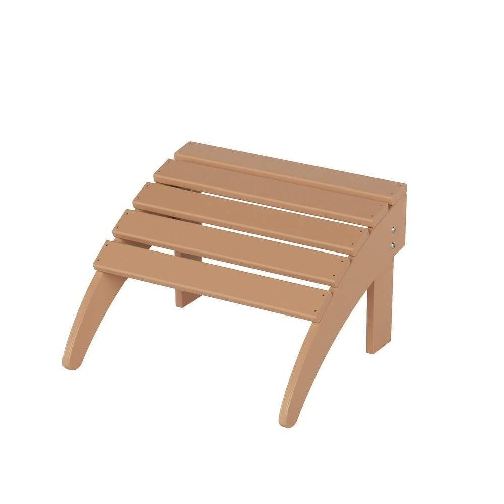 Teak Color Plastic, Stainless Steel Material Foldable Ottoman Outdoor Patio Furniture 18.7 in. D X 20 in. W X 13.5 in. H Size, Weather Uv & Fade Resistant | All Season Pretty Natural Shade, Durable