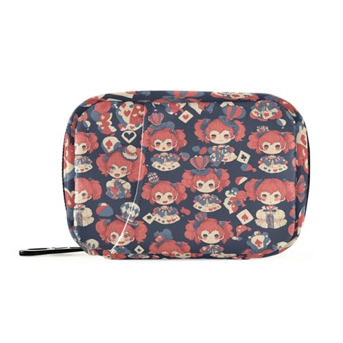 Bonita bolsa de ayuda para muñecas azul y roja con compartimentos desmontables, funda de viaje acoplable