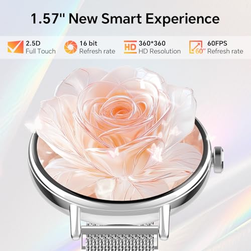 Image of Yoever Smart Watches for Men Women,1.57 inch HD 43mm Fitness Tracker Answer /Make Call, Heart Rate /Sleep /SpO2, Round Smart Watch for iPhone /Samsung /Android,IP68 Waterproof,110+ Sport Mode-Silver