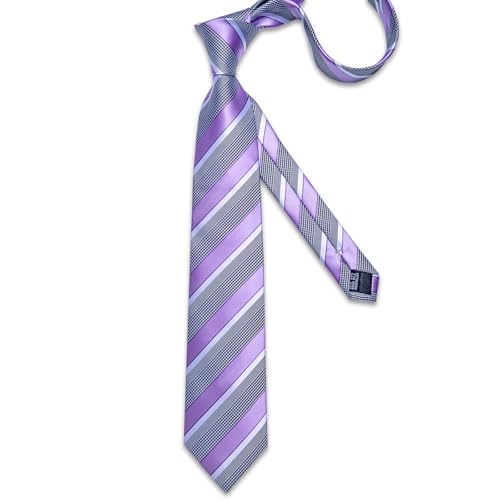 Image of DiBanGu Mens Striped Tie Silk Woven Necktie and Pocket Square Cufflinks Tie Clip Set Wedding Business Formal Gift Tie for Men