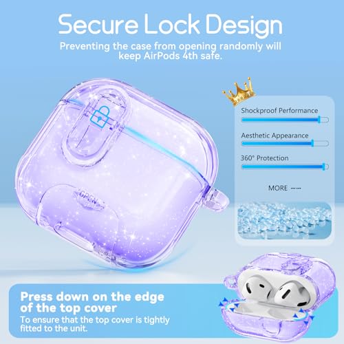 Image of for AirPods 4 Case 2024 with Lock,Glitter Purple