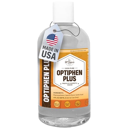OPTIPHEN Plus Natural Preservative (4 oz) Paraben-Free; Formaldehyde-Free; Water & Oil Soluble | Suitable for Soap Making Lotions Conditioners Creams & More | Keeps Products Fresh/Safe | 4 Ounces