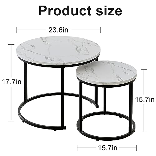 Aboxoo HM2388 Round Nesting Coffee Table Side Table Set Of 2 End Tables For Living Room Bedroom Balcony thumb #2