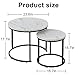 aboxoo Round Nesting Coffee Table Side Table Set of 2 End Tables for Living Room Bedroom Balcony, White Faux Marble Wooden Table Accent Coffee Table with Black Steel Frame