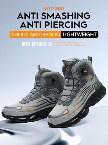 Steel-Toe Work Shoes, Non-Slip Mid-Top Safety Sneakers, Anti-Smashing, Anti-Puncture Protective Footwear, Comfortable Walking Shoes for Men Women3
