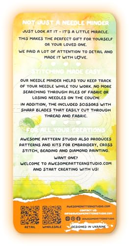 Image of Awesome Pattern Studio Needle Minder Set - New York Magnetic Needle Minder + 2 Needle Threaders + Crane Scissors. Enamel Pin for Cross Stitch, Embroidery and Craft
