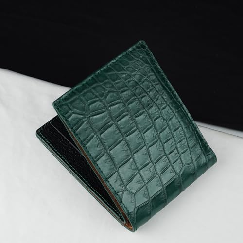 Image of HATA Green Black Bifold Wallet for Men, Exotic Billfold with Mixed Leather Interior, RFID Blocking Card Holder, Handmade Gift for Birthday, Anniversary, Father's Day VIMIX-81